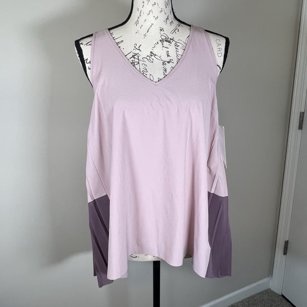 Athleta Swing Forward Pleated Tank Womens Medium Mauve Pink